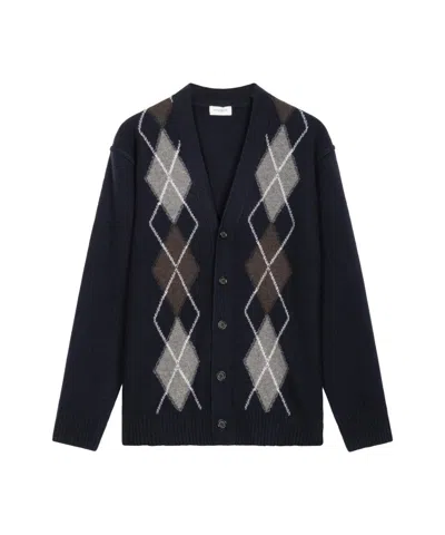 Paolo Pecora Argyle Pattern Cardigan In Black