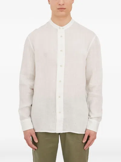 Paolo Pecora Band-collar Linen Shirt In White