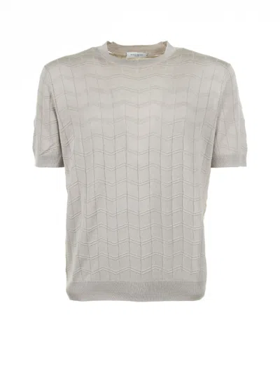 Paolo Pecora Beige Cotton And Silk T-shirt In Gray