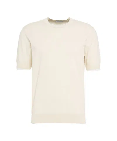 PAOLO PECORA PAOLO PECORA BEIGE CREW NECK T-SHIRT WITH RIBBED CUFFS