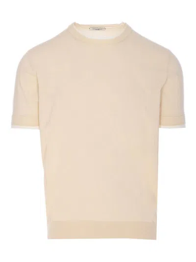 Paolo Pecora Beige Short Sleeves Sweater In White