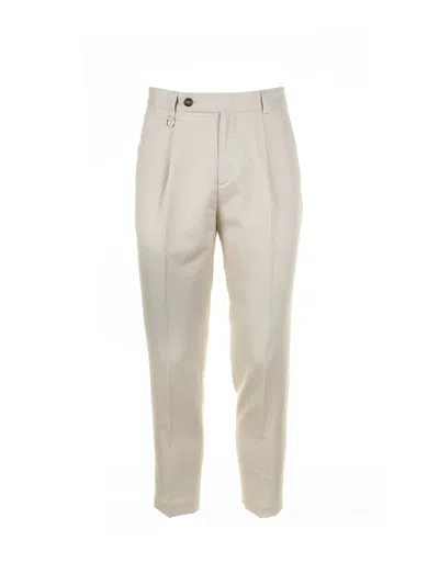 Paolo Pecora Beige Trousers In Cotton And Linen Blend In Ghiaccio