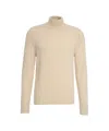 Paolo Pecora Beige Virgin Wool Turtleneck Sweater With Ribbed Detailing In Neutral