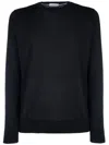 Paolo Pecora Black Sweatshirt With Classic Crew Neckline In Black