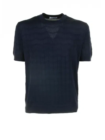 Paolo Pecora Blue Cotton And Silk T-shirt