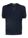 Paolo Pecora Blue Cotton And Silk T-shirt In Blue