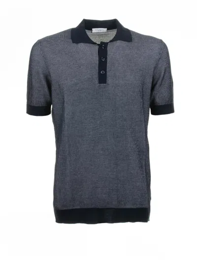Paolo Pecora Blue Short-sleeved Cotton Polo Shirt