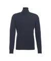 Paolo Pecora Blue Turtleneck Sweater With Ribbed Finishing In Black