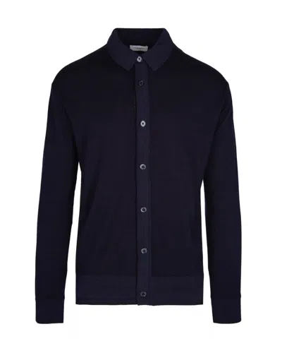 PAOLO PECORA BLUE WOOL CARDIGAN