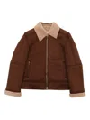 Paolo Pecora Faux Shearling-trim Jacket In Brown