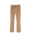 Paolo Pecora Brown Corduroy Trousers With Elegant Pleats And Turned-up Hem In Nude