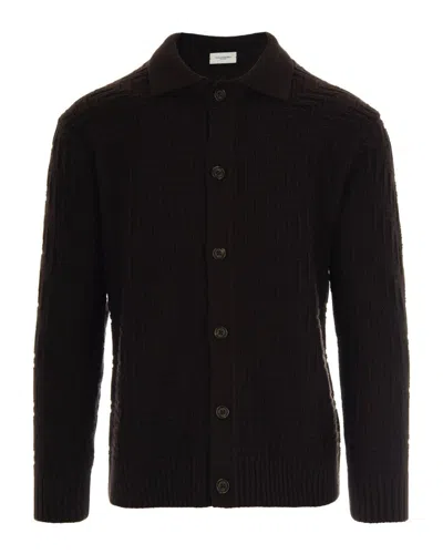 PAOLO PECORA BROWN KNIT CARDIGAN