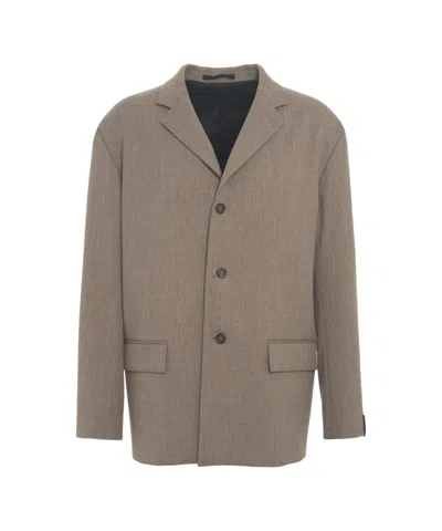 Paolo Pecora Brown Single-breasted Blazer With Notched Collar And Flap Pockets