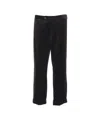 Paolo Pecora Brown Velvet Chino Pants With Pressed Pleats And Turned-up Hem In Black