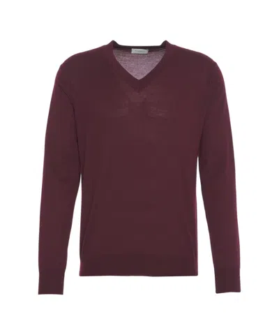 Paolo Pecora Burgundy Wool Knit Sweater In Red