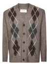 Paolo Pecora Classic Argyle Knit Cardigan With V-neckline In Brown