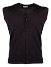 Paolo Pecora Button Sleeveless Vest In Black