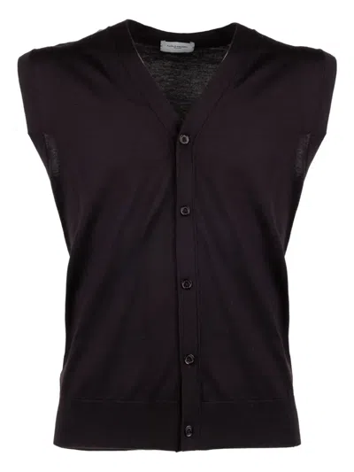 Paolo Pecora Button Sleeveless Vest In Black