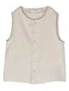Paolo Pecora Button-up Linen-blend Gilet In Brown