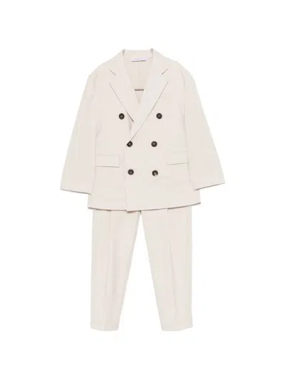 Paolo Pecora Kids' Buttoned Double-breasted Suit In Neutral