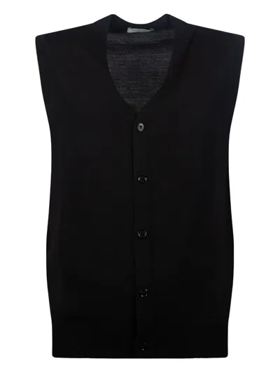 Paolo Pecora Buttoned Knitted Gilet In Black