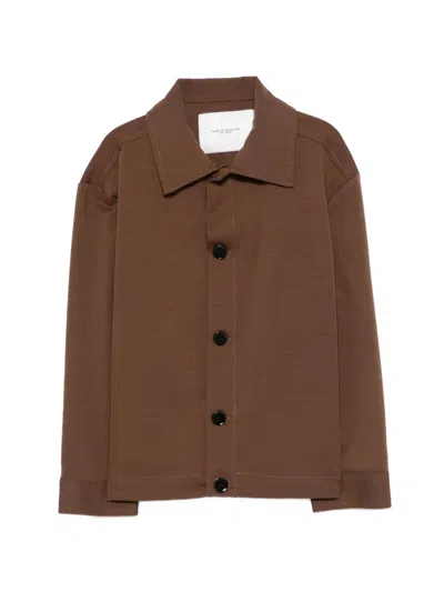 Paolo Pecora Kids' Buttoned Shirt Jacket In Brown