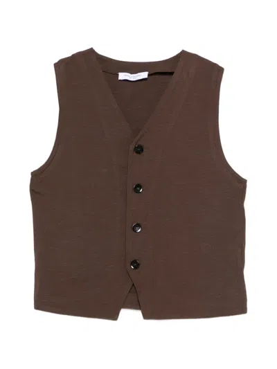 Paolo Pecora Kids' Buttoned Waistcoat In Brown
