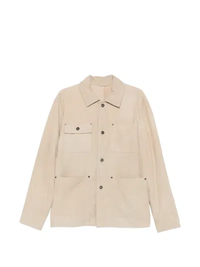 Paolo Pecora Button-up Shirt Jacket In Neutral