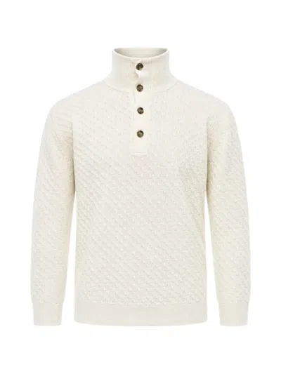 Paolo Pecora Button-up Textured-knit Sweater In Neutral