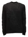 Paolo Pecora Cable-knit Round-neck Sweater In Black