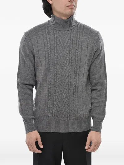 Paolo Pecora Cable-knit Mock-neck Sweater In Gray