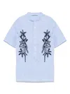 Paolo Pecora Floral-embroidered Shirt In Light Blue