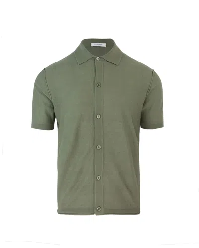Paolo Pecora Camicia In Maglia Estrafine Verde In 5577