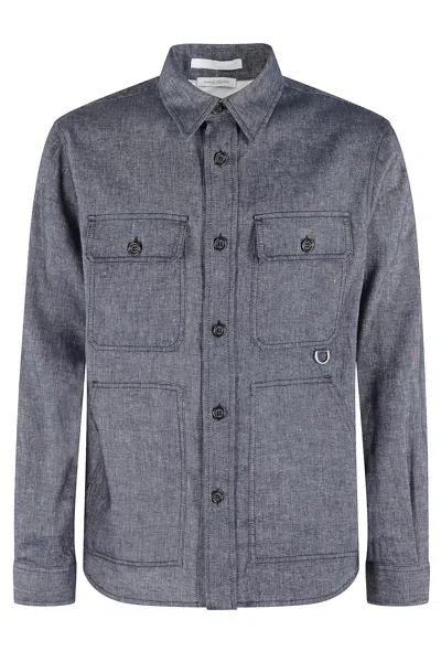 Paolo Pecora Camicia Lino Stretch In Blu