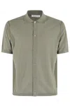 Paolo Pecora Short-sleeved Ultra-fine Cotton Shirt With Pointed Collar In Kaki