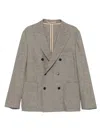 Paolo Pecora Checked Double-breasted Jacket In Gray