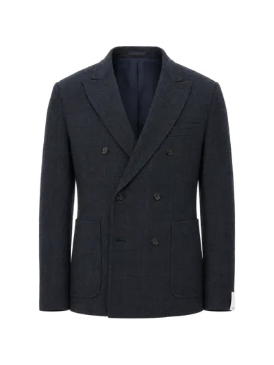 Paolo Pecora Checked Double-breasted Blazer In Blue