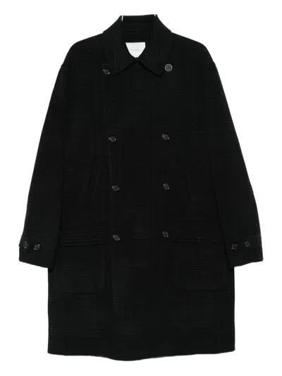 Paolo Pecora Checkered Coat In Black