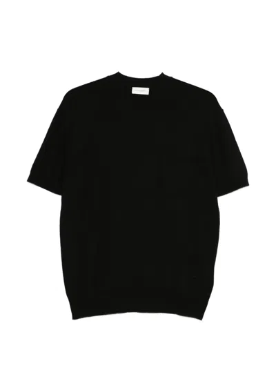 Paolo Pecora Short Sleeve Crew Neck Knit T-shirt In Black