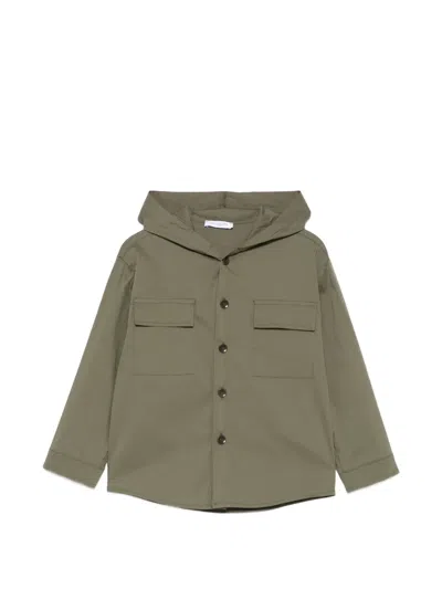 Paolo Pecora Kids' Chest-pocket Hooded Shirt In Green