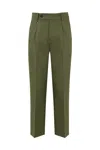 Paolo Pecora Chino Trousers With Pleats In Cotton Blend In Kaki