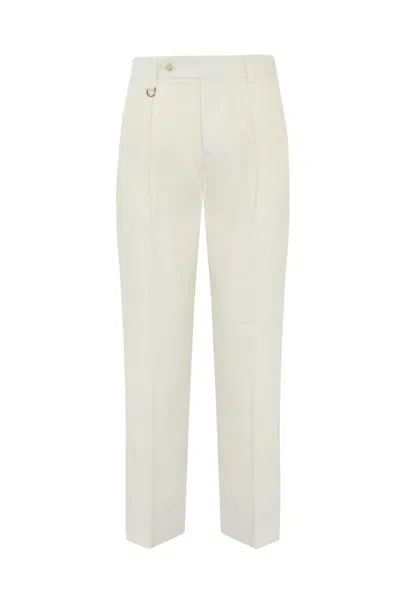 PAOLO PECORA CHINO TROUSERS WITH PLEATS IN COTTON BLEND