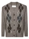 Paolo Pecora Classic Argyle Knit Cardigan With V-neckline In Gray