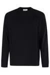Paolo Pecora Classic Crew Neck Sweater In Soft Blue Wool In Black
