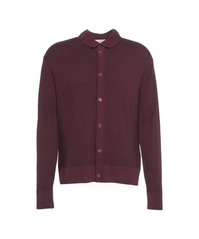 Paolo Pecora Classic Knit Shirt With Collar In Burgundy