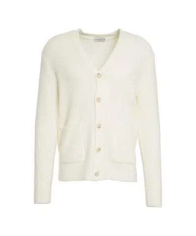 Paolo Pecora Classic V-neck Cardigan With Button Closure In Neutral