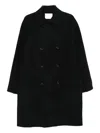Paolo Pecora Checked Double-breasted Coat In Black