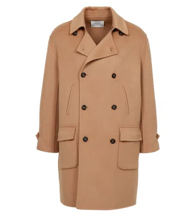 Paolo Pecora Double-breasted Coat In Brown