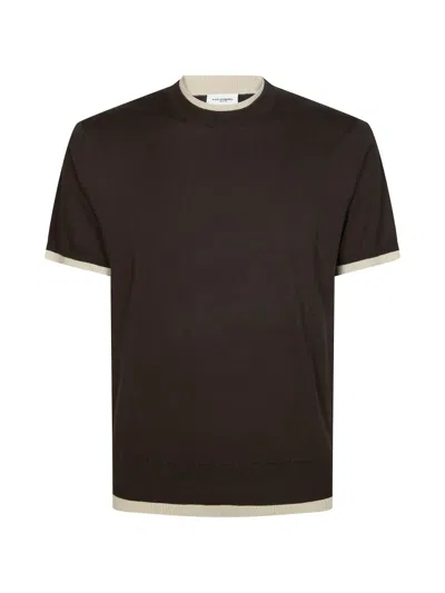 Paolo Pecora Contrast-border Short-sleeve Knitwear In Brown
