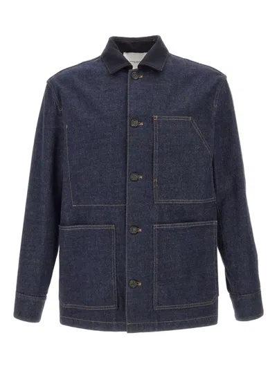 Paolo Pecora Contrast-collar Denim Jacket In Blue